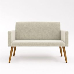 Poltrona Namoradeira Nina Pés Madeira Balaqui Decor Bege - 2