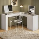 Ver imagem 2 de Escrivaninha Penteadeira Canto Star com Porta Esolho e Colmeia – Design Moderno - Branco Fosco