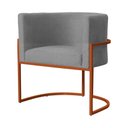 Ver imagem 2 de Poltrona Decorativa Luana Suede Cinza Base Bronze - Fm