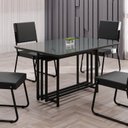 Ver imagem 2 de Mesa para Sala de Jantar Retangular 120x90cm MDF com Vidro Pérola Cinza/Preto Fosco/Grafite