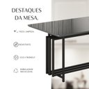Ver mais imagens de Mesa para Sala de Jantar Retangular 120x90cm MDF com Vidro Pérola Cinza/Preto Fosco/Grafite