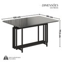 Ver imagem 3 de Mesa para Sala de Jantar Retangular 120x90cm MDF com Vidro Pérola Cinza/Preto Fosco/Grafite