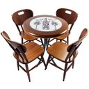 Ver imagem 1 de Cj Mesa Madeira Azulejo 60cm - Bistrô Fixa 78cm + 4 Cadeiras 43 - Natural - More Wine