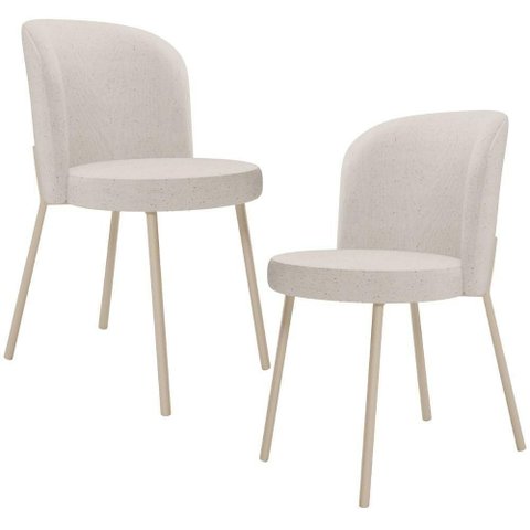 Kit 2 Cadeiras Sala de Jantar Estofada Gavi Arena L02 Linho Cru Lyam Decor