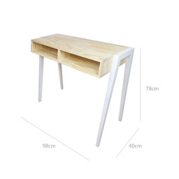 MESA ESCRIVANINHA CWB 78Ax98Lx40P EM MADEIRA DE PINUS - NATURAL E BRANCO - 6