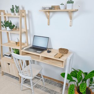 MESA ESCRIVANINHA CWB 78Ax98Lx40P EM MADEIRA DE PINUS - NATURAL E BRANCO