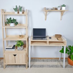 MESA ESCRIVANINHA CWB 78Ax98Lx40P EM MADEIRA DE PINUS - NATURAL E BRANCO - 4