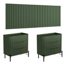 Ver imagem 3 de Conjunto Cabeceira Queen com 2 Mesas de Cabeceira 320cm Cor:musgo com Preto