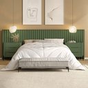 Ver imagem 1 de Conjunto Cabeceira Queen com 2 Mesas de Cabeceira 320cm Cor:musgo com Preto
