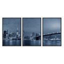 Ver imagem 1 de Kit 03 Quadros Decorativos - Ponte Brooklyn Noturna Ct008 - Tela Canvas - 60x80cm