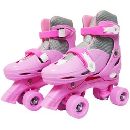 Patins Clássico Quad 4 Rodas Roller + Acessórios Feminino Rosa Importway BW-017-R BW-017-R ROSA - 4