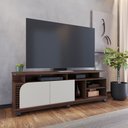 Ver imagem 4 de Rack Bancada Jurerê 1.8 para Sala de Tv até 75 Polegadas Nogueira Off White Matte Colibri