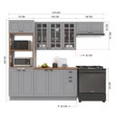 Ver imagem 4 de Armário de Cozinha Modulada Compacta Fidelitá Nara 100% MDF 4 Peças 270cm 12 Portas 2 Gavetas com