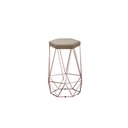 Ver imagem 1 de Banqueta Alta Decorativa Rubi em Linho com Armação Bronze - Bege