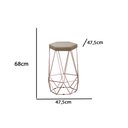 Ver imagem 3 de Banqueta Alta Decorativa Rubi em Linho com Armação Bronze - Bege