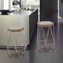Ver imagem 2 de Banqueta Alta Decorativa Rubi em Linho com Armação Bronze - Bege