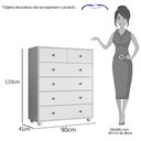 Ver imagem 4 de Cômoda 90cm 6 Gavetas Glória Branco Fosco Liso - Mpozenato