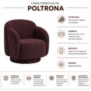 Ver imagem 3 de Poltrona Decorativa Avany Base Fixa Bouclé Vinho - Nexta Casa