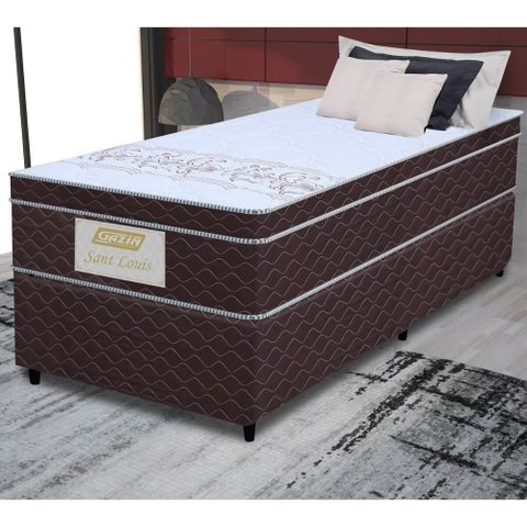 Cama Box Conjugado Solteiro com Colchão 88x71x188 Saint Louis Gazin Cr35370 Marrom