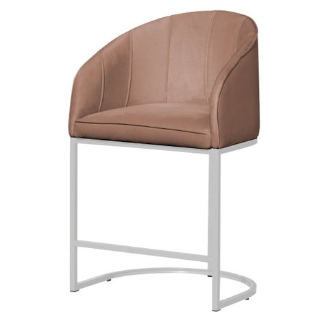 Cópia - Poltrona Banqueta Mia Estofada Base Metal Branco Tecido Veludo - Estopar Poltrona Mia Base B