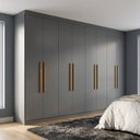 Ver imagem 1 de Guarda-Roupa Casal 237x200x47cm com 8 Portas e 4 Gavetas Cinza Linha Paris
