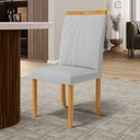 Ver imagem 6 de Kit com 4 Cadeiras Maiara Madeira Maciça Estofadas para Mesa de Jantar Linho Cinza 407
