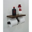 Ver imagem 3 de Porta Papel Higiênico Duplo Acessório para Banheiro Papeleira Estilo Industrial Preto Laca