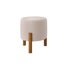 Ver imagem 1 de Kit 2 Banquinho Areia Decorativo Multiuso Banqueta Redondo Puff Pés em Madeira