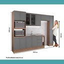 Ver imagem 4 de Cozinha Milla Right 12 Portas 3 Gavetas MDF-MDP 310cm Cinza com Nogal Móveis Carraro