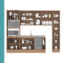 Ver imagem 3 de Cozinha Milla Right 12 Portas 3 Gavetas MDF-MDP 310cm Cinza com Nogal Móveis Carraro