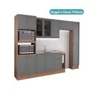 Ver imagem 5 de Cozinha Milla Right 12 Portas 3 Gavetas MDF-MDP 310cm Cinza com Nogal Móveis Carraro