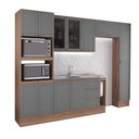Ver mais imagens de Cozinha Milla Right 12 Portas 3 Gavetas MDF-MDP 310cm Cinza com Nogal Móveis Carraro