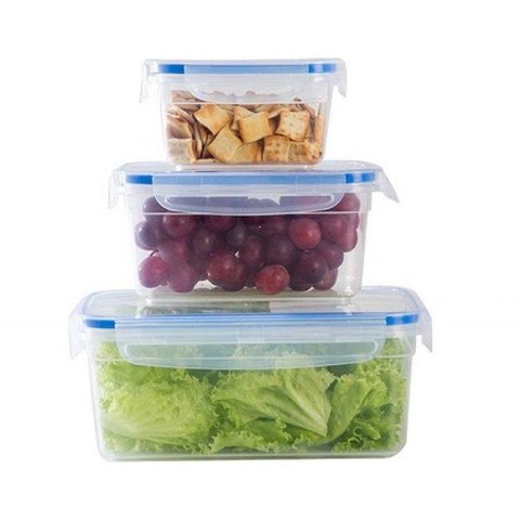 Conjunto De Potes De Mantimentos De Vidro Hermético 3pçs Casambiente