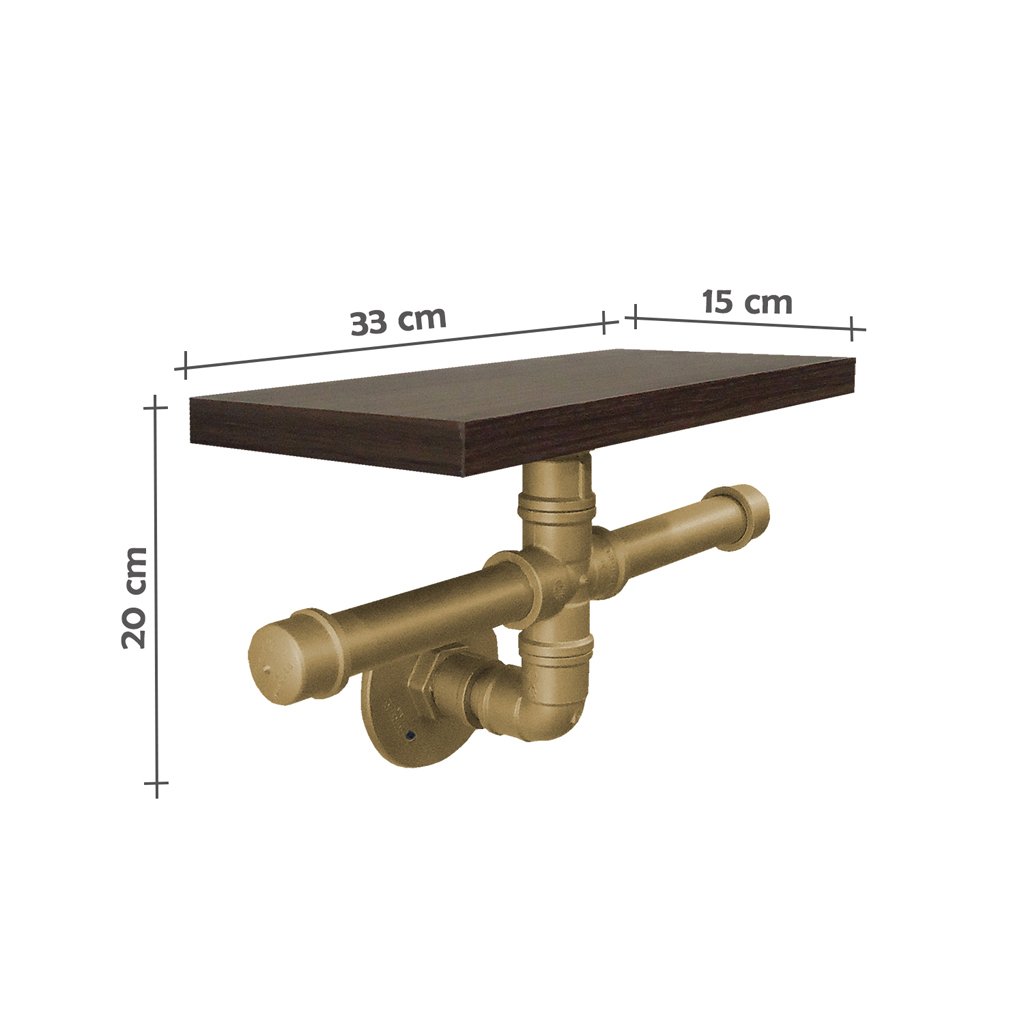 Porta Papel Higiênico Duplo Acessório para Banheiro Papeleira Estilo Industrial Dourado Laca - 3