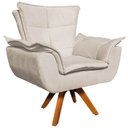 Ver imagem 5 de Kit 2 Poltronas Decorativas Base Giratória em Madeira Charger Suede Bege - Gran Belo