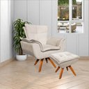 Ver imagem 2 de Kit 2 Poltronas Decorativas Base Giratória em Madeira Charger Suede Bege - Gran Belo