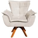 Ver imagem 7 de Kit 2 Poltronas Decorativas Base Giratória em Madeira Charger Suede Bege - Gran Belo