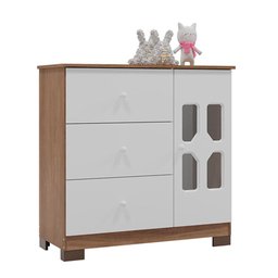 Cômoda e Guarda Roupa Infantil New Cristal Branco Carvalho - Canaã - 4 Cômoda e Guarda Roupa Infantil New Cristal Branco Carvalho - Canaã - 4