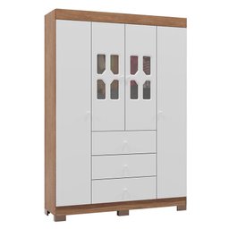 Cômoda e Guarda Roupa Infantil New Cristal Branco Carvalho - Canaã - 2 Cômoda e Guarda Roupa Infantil New Cristal Branco Carvalho - Canaã - 2