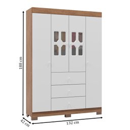 Cômoda e Guarda Roupa Infantil New Cristal Branco Carvalho - Canaã - 3 Cômoda e Guarda Roupa Infantil New Cristal Branco Carvalho - Canaã - 3