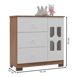 Cômoda e Guarda Roupa Infantil New Cristal Branco Carvalho - Canaã - 5 Cômoda e Guarda Roupa Infantil New Cristal Branco Carvalho - Canaã - 5