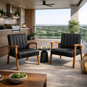 Ver imagem 1 de Kit 2 Poltronas Haley Moderna Decorativa Estofada Corino Sala Estar Quarto Escritório Recepção:preto