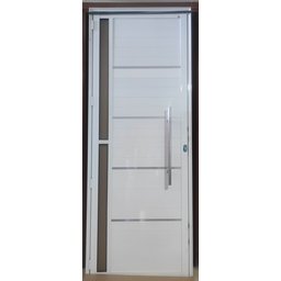 Porta De Alumínio Lambril 2,10 X 0,80 Linha Com Visor, Friso E Puxador Direita - 2