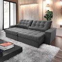 Ver imagem 7 de Sofá Retrátil Reclinável Zurique 2,30m Suede Velut Cinza Molas no Assento - King House