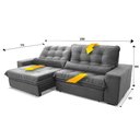 Ver imagem 2 de Sofá Retrátil Reclinável Zurique 2,30m Suede Velut Cinza Molas no Assento - King House