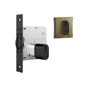 Fechadura Stam Trinco Rolete Classic 1005 Externa Roseta Quadra Antique E-coatda Cilindro 85mm