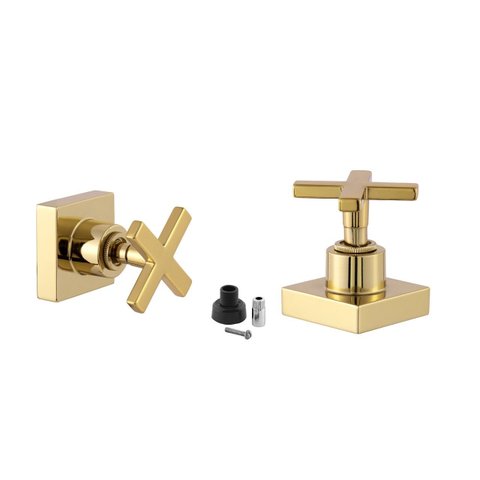 Kit 2 Acabamento para Banheiro Chuveiro Dourado Brilhante Quadrado Cruzeta Registro Padrão Docol