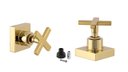 Ver imagem 1 de Kit 2 Acabamento para Banheiro Chuveiro Dourado Brilhante Quadrado Cruzeta Registro Padrão Docol