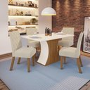 Ver imagem 1 de Conjunto Sala Jantar Mdf| 4Cadeiras Off White Nature E Linho