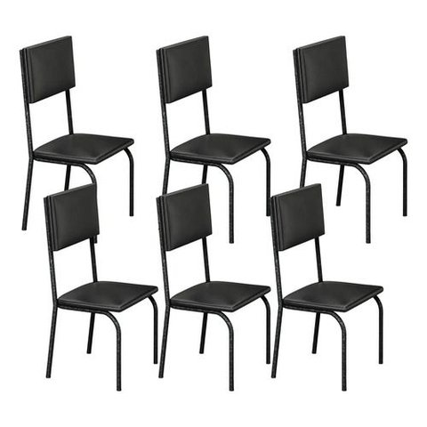 Kit 6 Cadeiras Ana Corino Preto Tubo Martelado